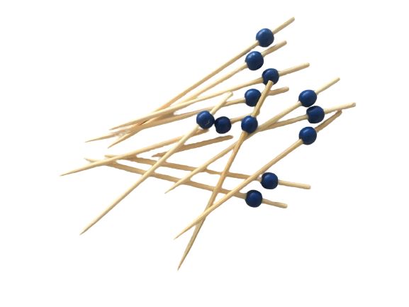 Mavi Boncuklu Bambu Kürdan 12 cm