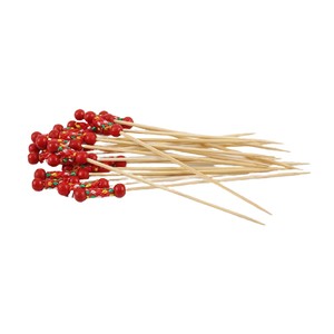 Kırmızı Karışık Örgülü  Boncuklu Bambu Kürdan 12 cm