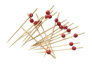 Beyaz Puantiyeli Kırmızı Bambu Kürdan 12 cm