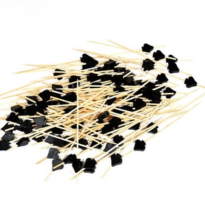 Siyah Maça Boncuklu Bambu Kürdan 12 cm