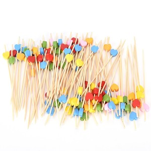 Renkli Kalp bambu Kürdan 12 cm